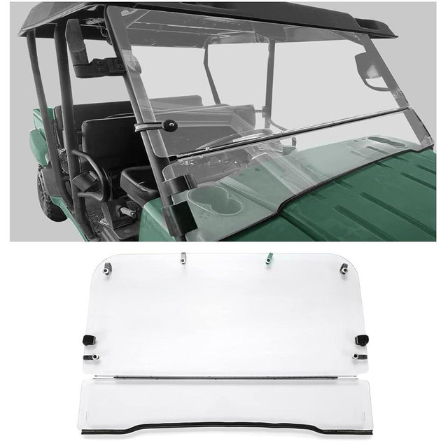 Kojem 1/4'' Thick Windshield Compatible with 2009-2023 KAWASAKI MULE 4000/KAWASAKI MULE 4010 MODEL Flip up Folding Clear Windshield
