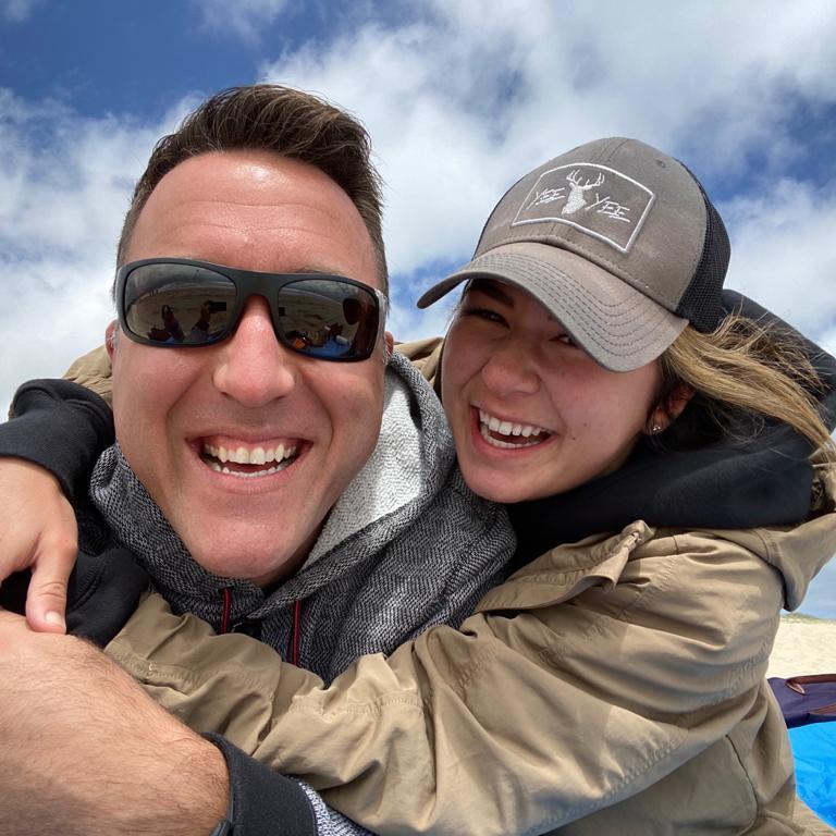When Paulina was in school at Stanford, Darren would visit regularly. This was a FREEZING day on Marshalls Beach beside the Golden Gate Bridge