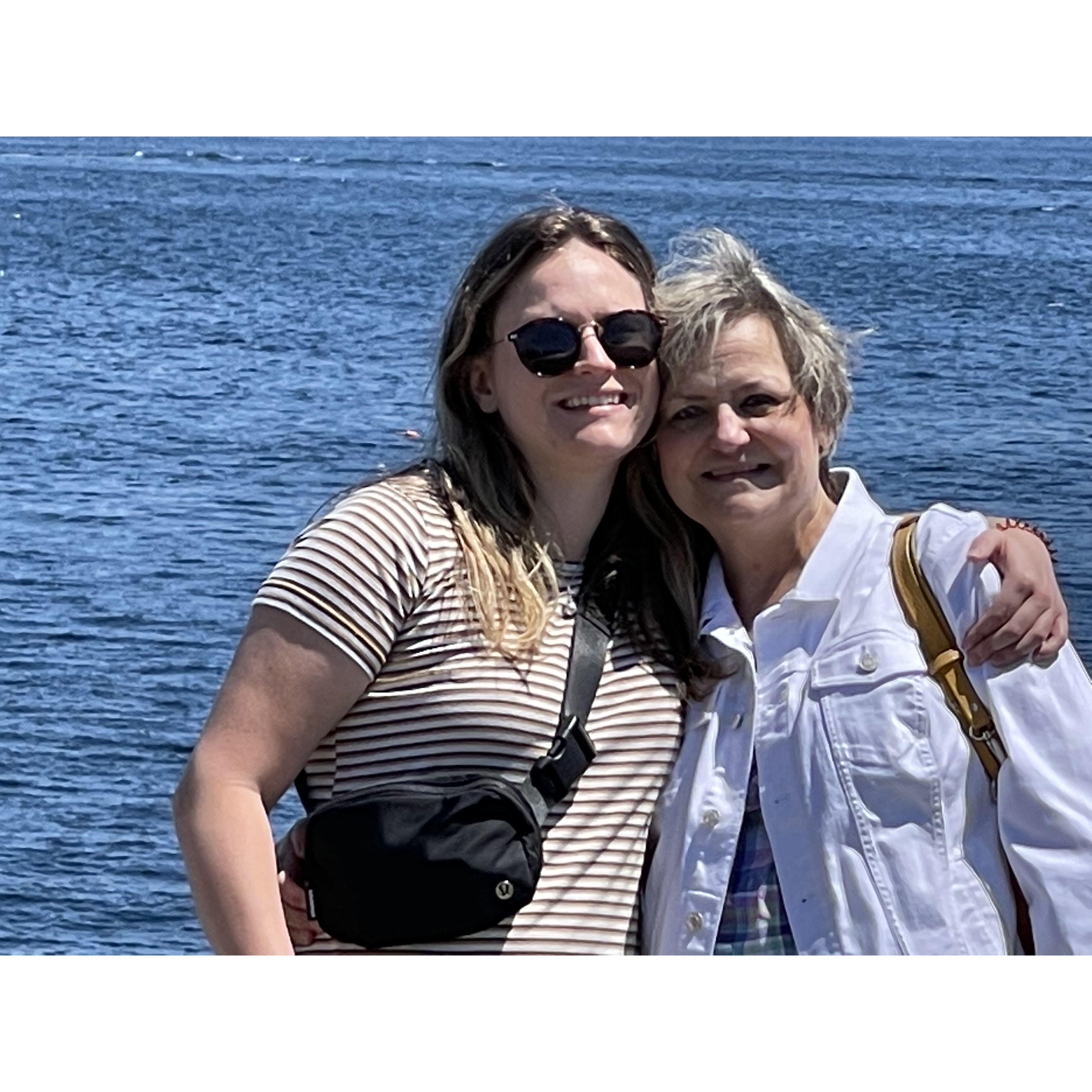 Sarah and her mother on a trip to Maine.