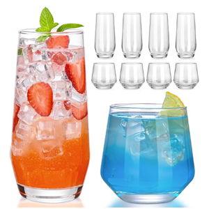 Drinking Glasses Set of 8,Clear 13 oz & 18oz Crystal Glass