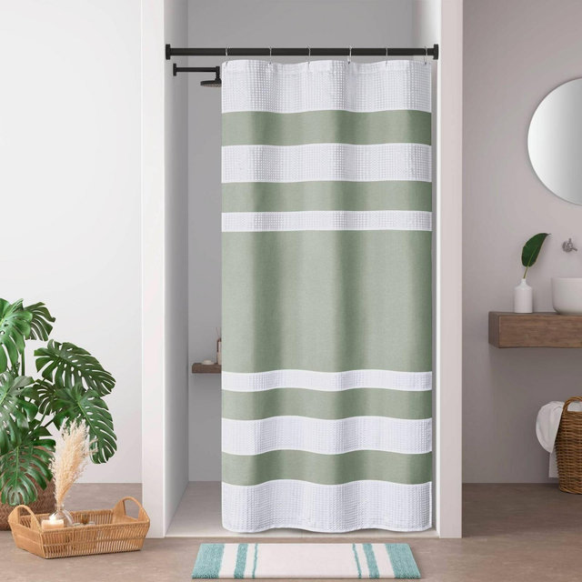 Madison Park 72"x72" Shower Curtain with 3M Treatment Sage Green