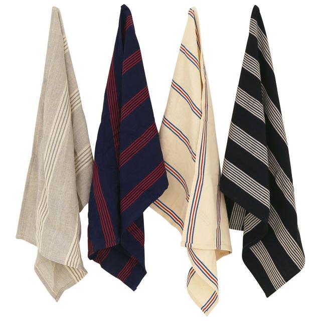 Stripe Kitchen Towels - Grey & Off White