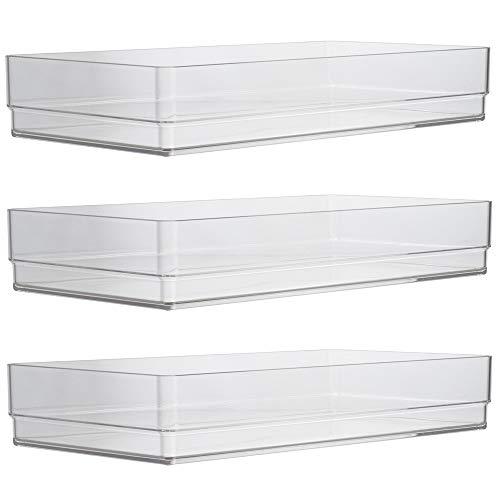STORi Clear Plastic Drawer Organizers 12" x 6" x 2" l Set of 3