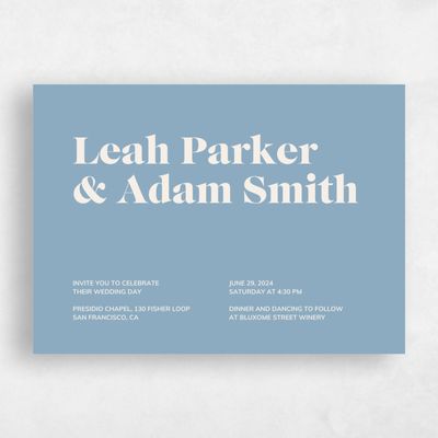 Dusty Blue Wedding Invitation - Everett Landscape
