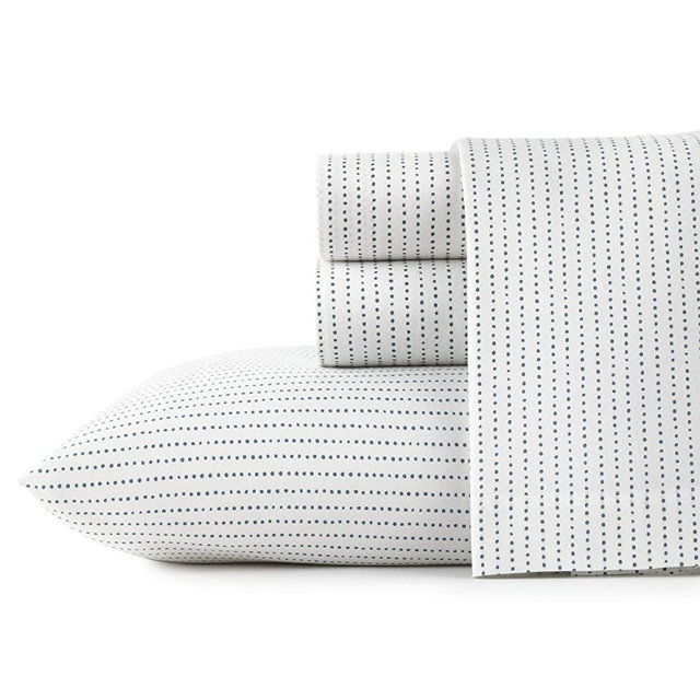City Scene Radius Cotton Percale Navy Queen Sheet Set