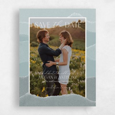 Soft Teal, Blue Wedding Save the Date - Lysander Photo