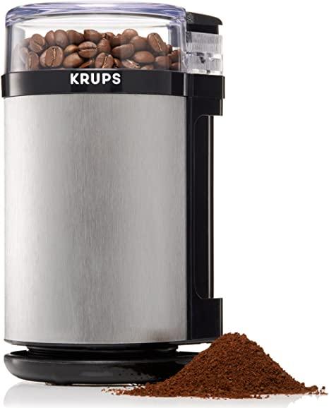 KRUPS GX4100 Electric Spice Herbs and Coffee Grinder with Stainless Steel Blades and Housing, 3-Ounce, Gray