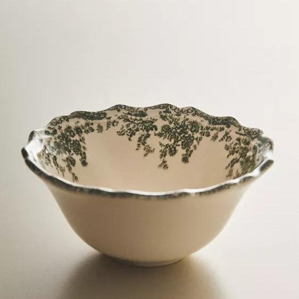 FLORAL EARTHENWARE SNACK BOWL