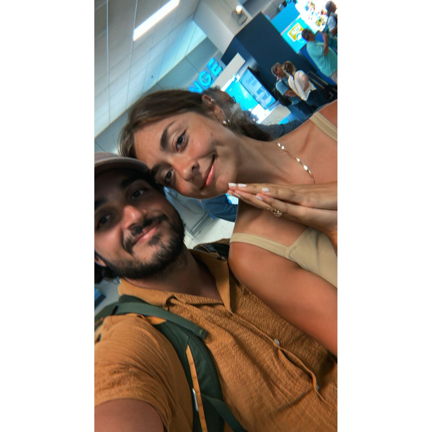 At the airport after we landed in Greece, grateful to have gotten places safely and soundly...