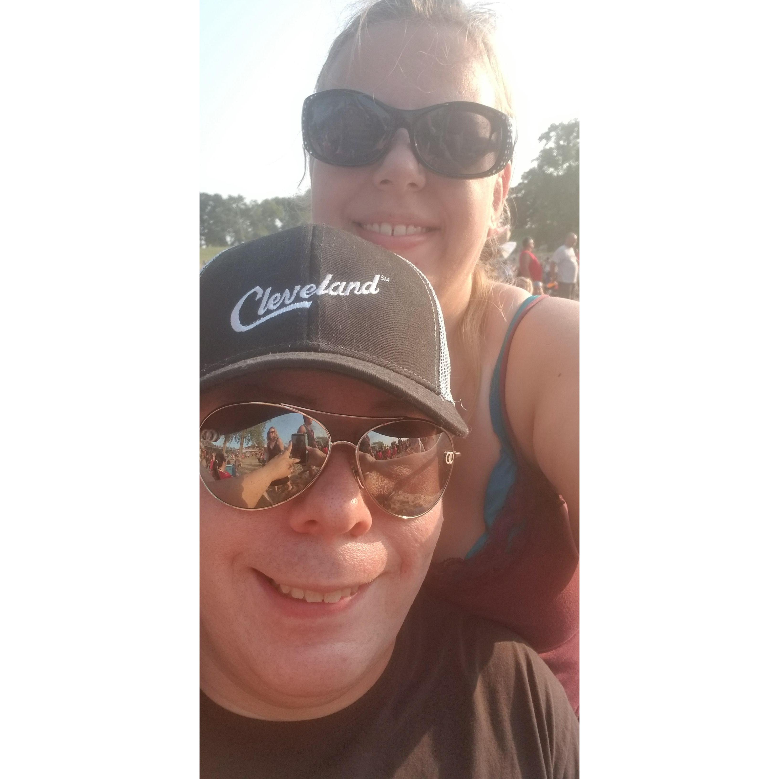 We are enjoying the sand while listening to music, at Edgewater beach.