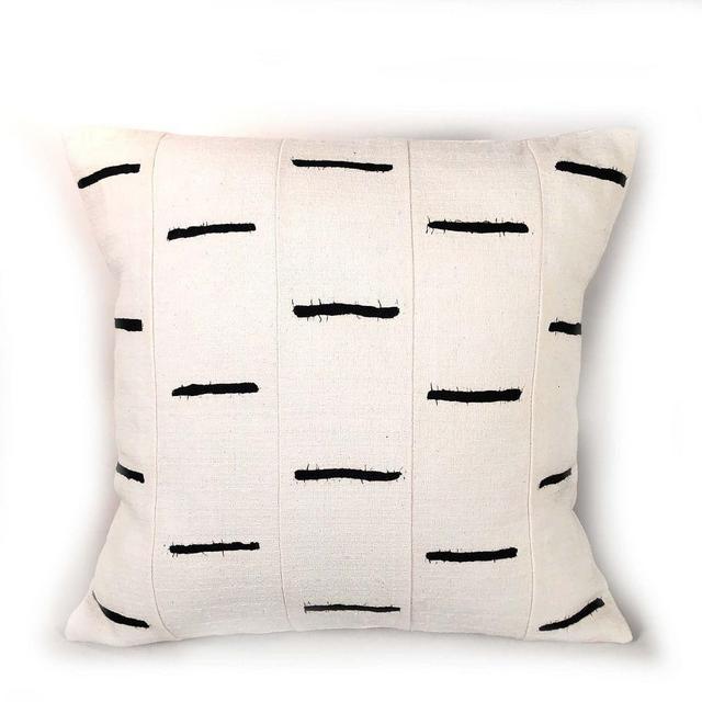 Tonga Pillow Cover, Black Dashes