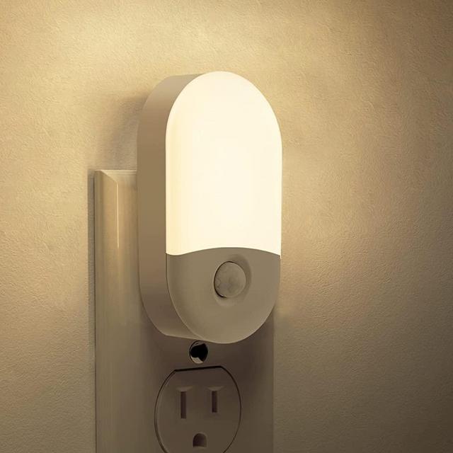 Motion Sensor Night Light Plug in, 2 Pack LOHAS Motion Activated Night Light Warm White 3000K, Dusk to Dawn Sensor, Adjustable Brightness, Plug Into Wall Night Light for Kids, Bathroom, Bedroom Light