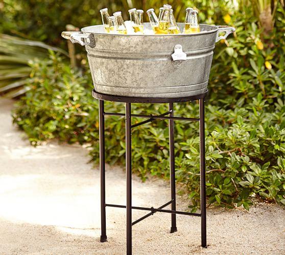 Pottery Barn: Galvanized Metal Party Bucket & Stand