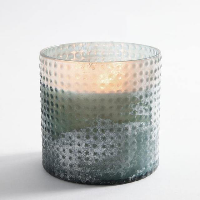 Hobnail Frosted Candle, Blue, Large 4.75X4.75