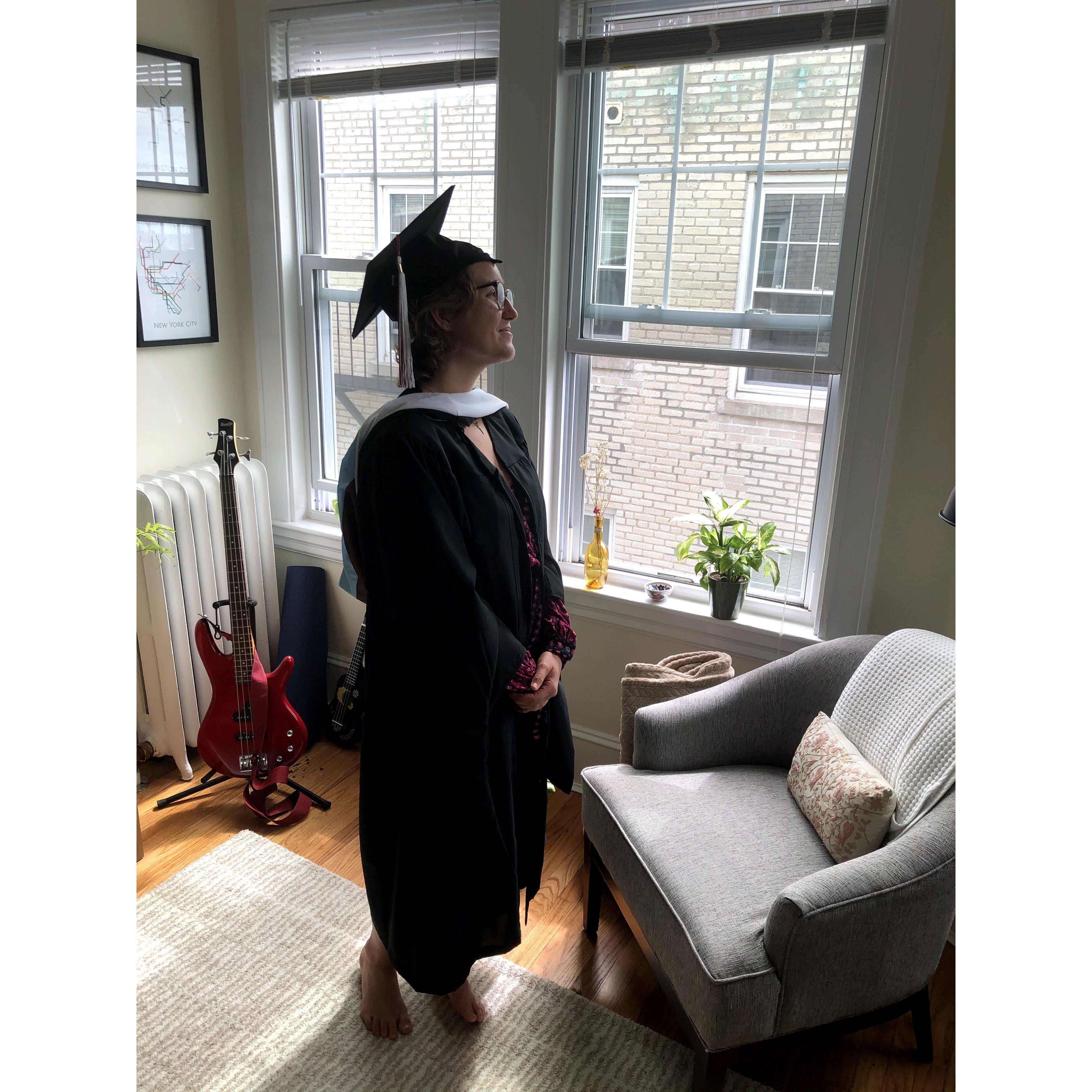 Madison graduated- again- this time with a COVID Master's...
