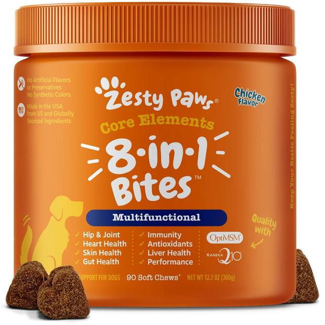 Zesty Paws Core Elements 8-in-1 Multifunctional Soft Chews for Dogs - Chicken Flavor - 90ct