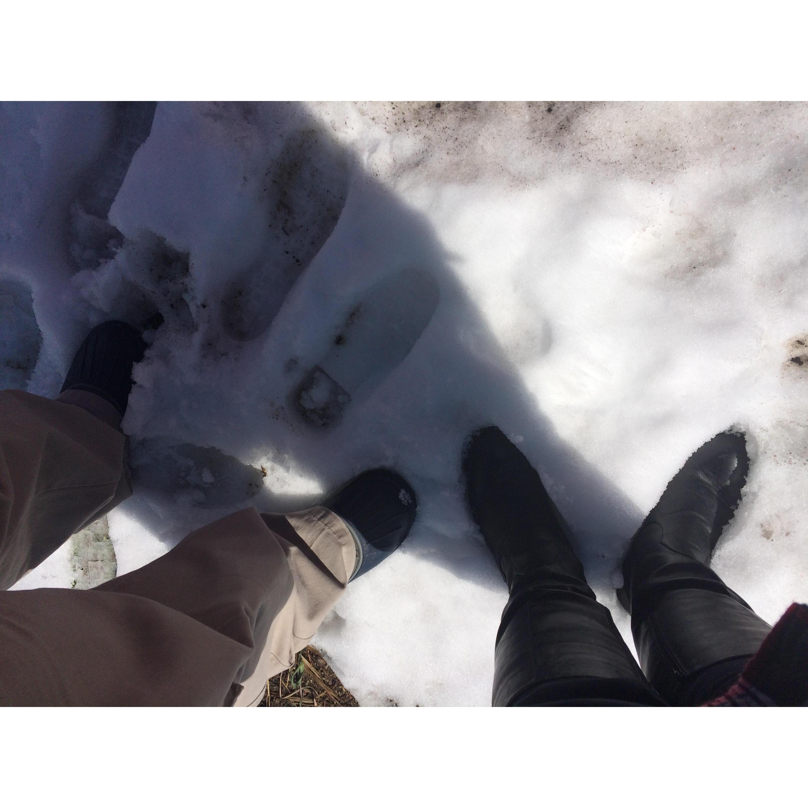 Eric's first time seeing snow that was actually built up on the ground.