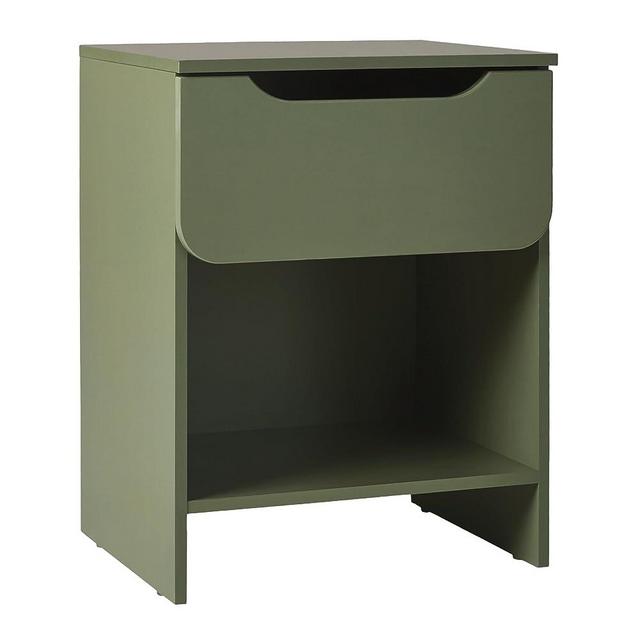 Walker Edison Greyer Modern 1-Drawer Simple Nightstand, 20 Inch, Green