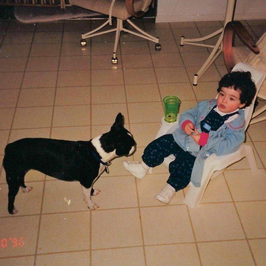 Amy around 2 years old with Weezy