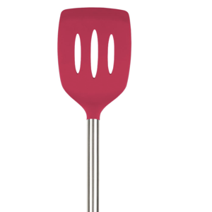 Tovolo Silicone Slotted Turner with Stainless Steel Handle, Pancake Spatula, Scratch-Resistant Kitchen Utensil for Nonstick Cookware & Cast Iron Skillets, Viva Magenta