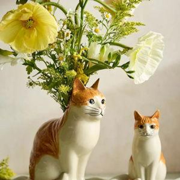 Quail Ceramics Orange Cat Vase