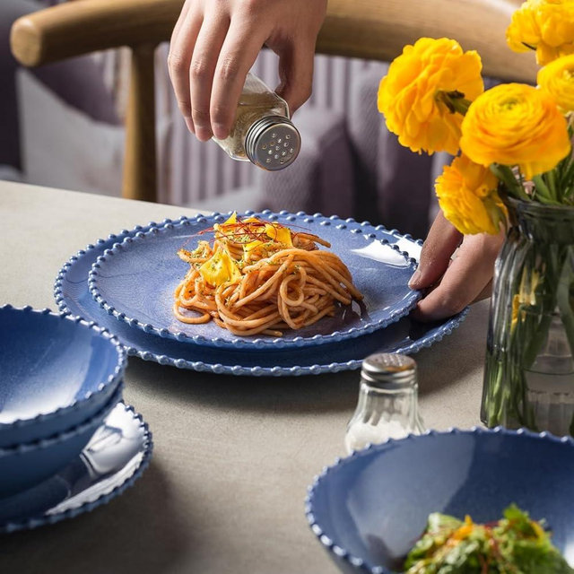 MissYIP 12 Piece Melamine Dinnerware Sets, Service for 4, Lightweight Unbreakable, BPA Free, Food Grade Plates Sets, Dishwasher Safe, Indoor and Outdoor Use