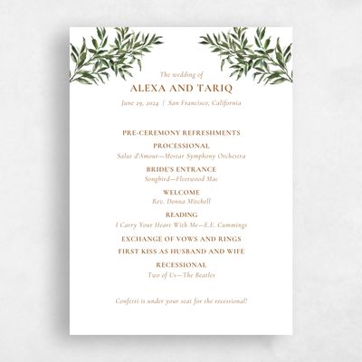 Multi-Colored Wedding Program - Keely