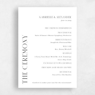 White Wedding Program - Chaplin