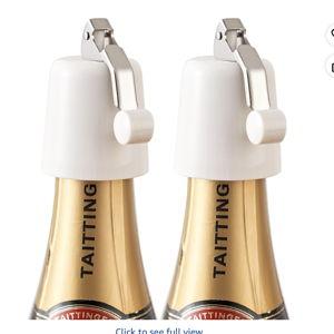 Wine Bottle Stoppers 2-Pack, Airtight Reusable Silicone Sealer for Red/White/Rosé Bottles, One-Press Leak-Proof (White)