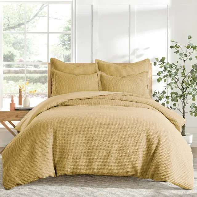 Cloud Waffle Ochre Full/Queen Comforter Set - Levtex Home