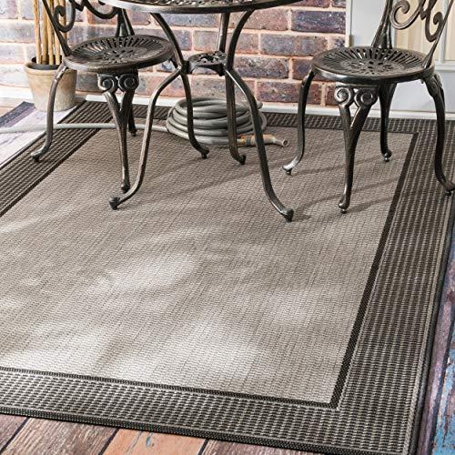 nuLOOM Alana Border Outdoor Rug, 5' 3" x 7' 6", Grey