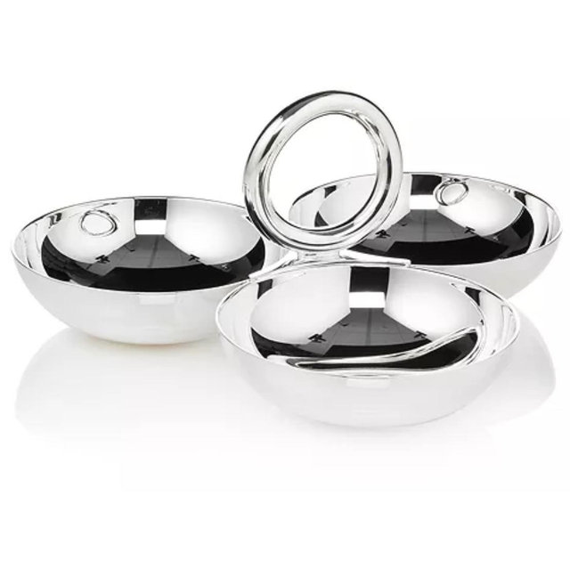 Vertigo Small 3-Part Silver Appetizer Dish