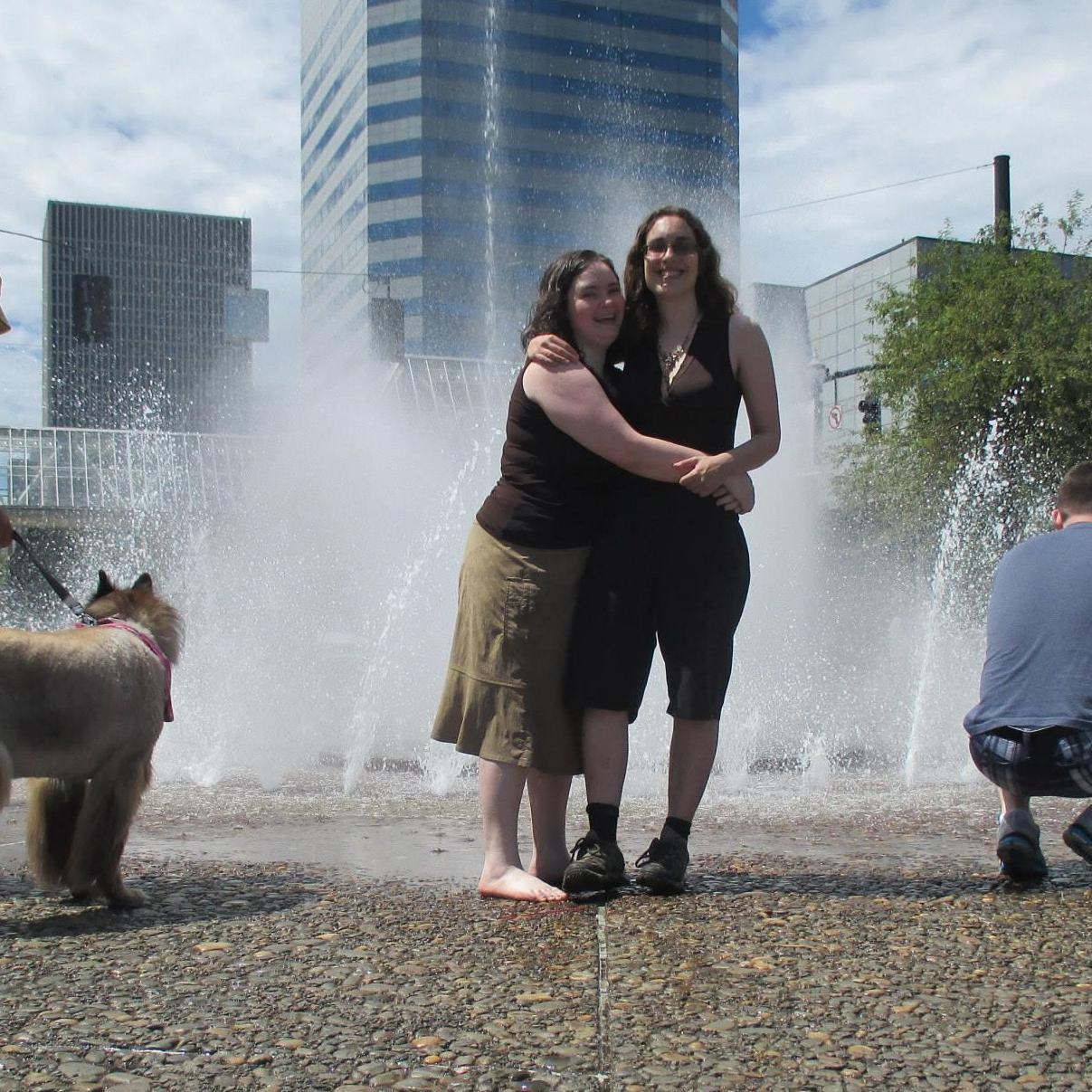 Visiting Maia in Portland on a very hot day (2014).
