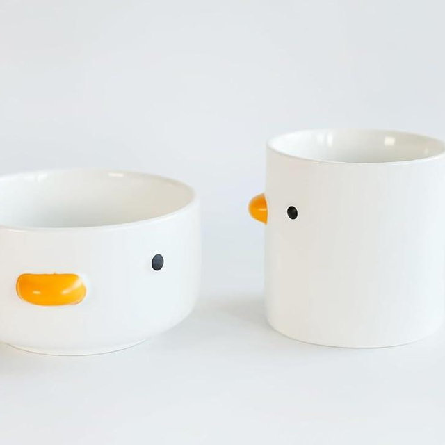 PURROOM Funny Cute Duck Bowl & Mug