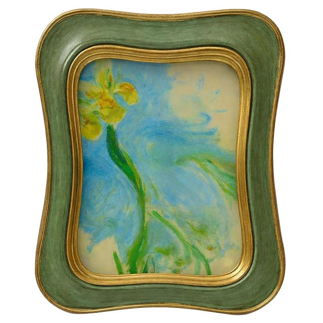EvruCexul Vintage 5x7 Picture Frames - Fancy Antique Lake Green Gold 5x7 Ornate Picture Frames, Decorative Antique Frame 5 X 7, Vintage Photo Frame 5 By 7 With Glass Front For Tabletop And Wall Hanging
