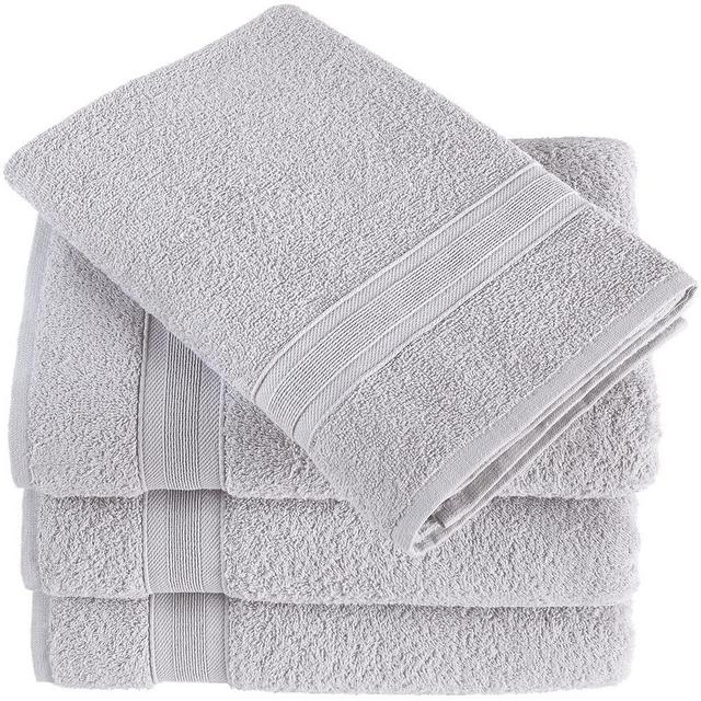 All Design Ice Silver Bath Towels 27" x 54" Quick-Dry High Absorbent 100% Turkish Cotton Towel for Bathroom, Guests, Pool, Gym, Camp, Travel, College Dorm, Shower (Ice Silver, 4 Pack Bath Towel)