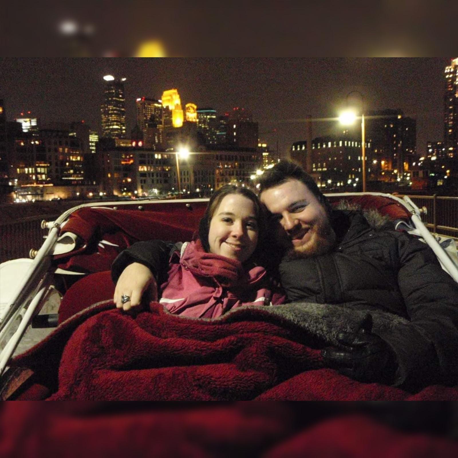 Tony took Jessica on a horse drawn carriage ride for their 1 year of dating anniversary 2015