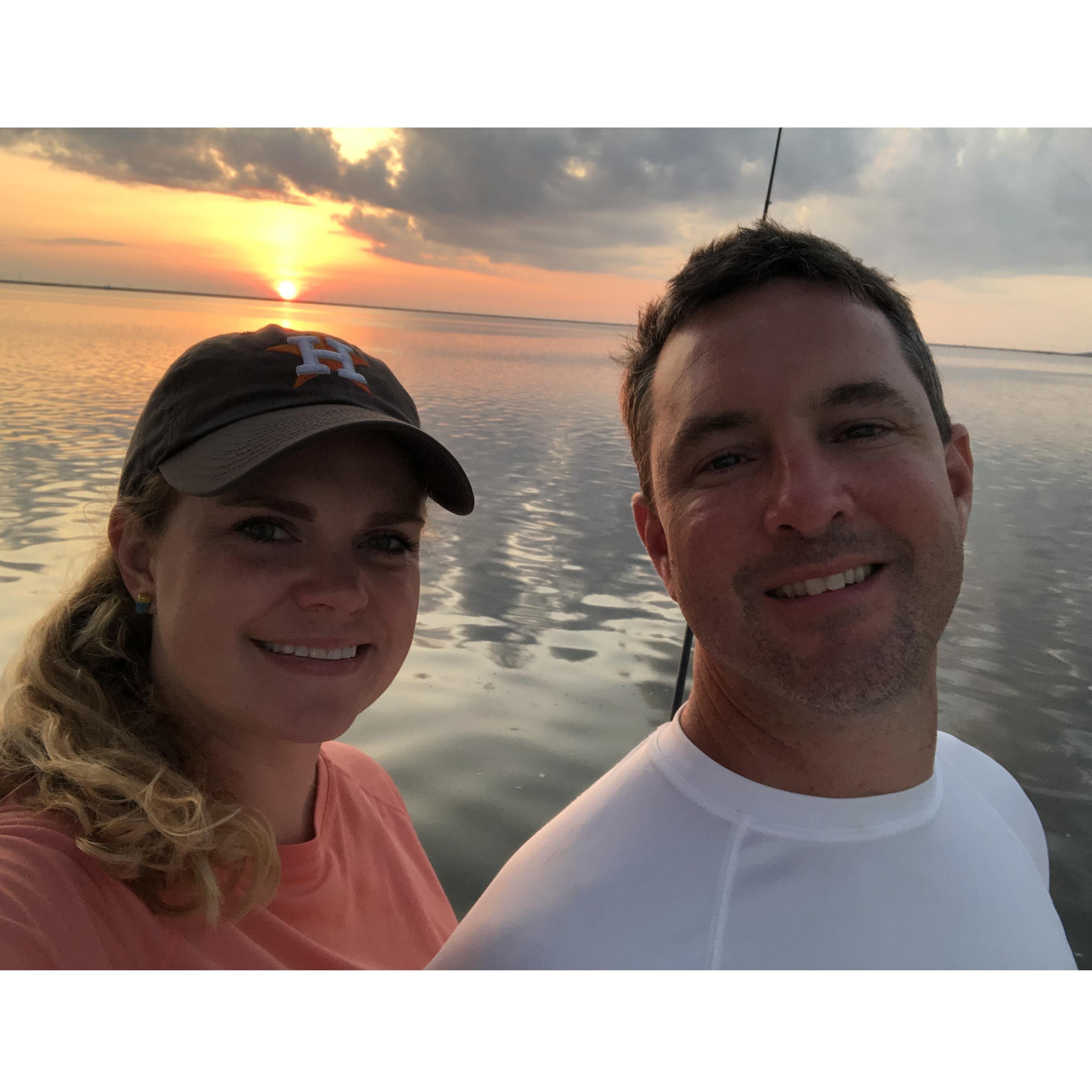Fishing at sunrise in Corpus Christi Bay