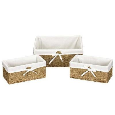 Household Essentials Set of 3 Wicker Cube Storage Basket