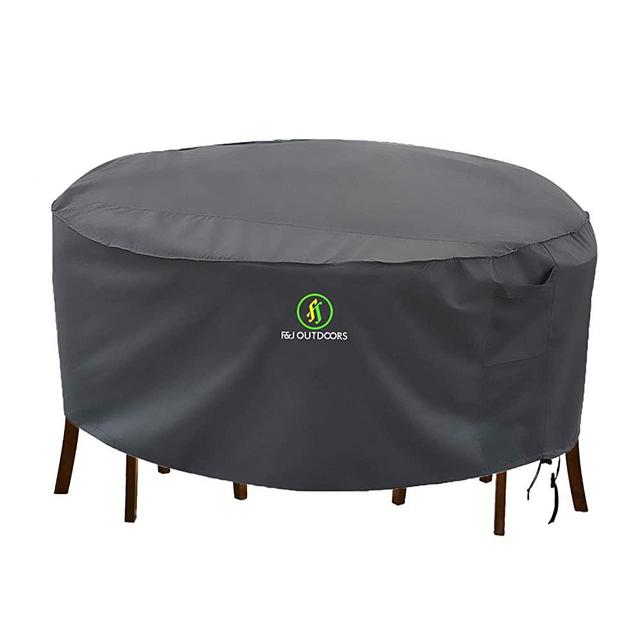 Outdoor Patio Furniture Covers, Waterproof UV Resistant Anti-Fading Cover for Small Round Table Chairs Set, Grey, 62 inch Diameter