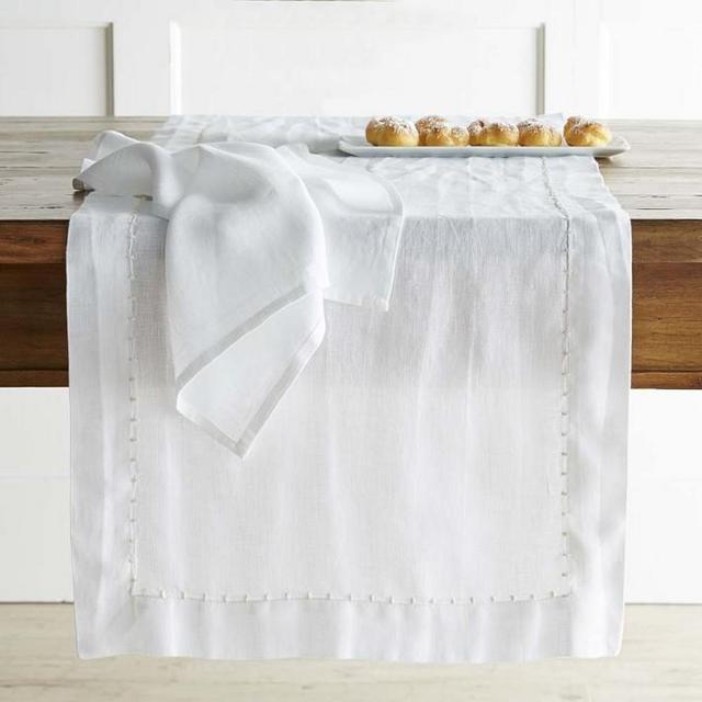 Italian Washed Linen Table Runner, White