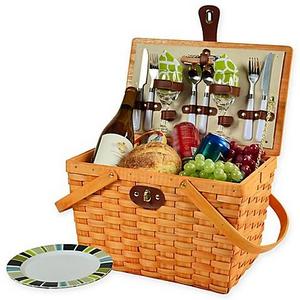 Picnic at Ascot Frisco Stripe Picnic Basket for 2 in Blue