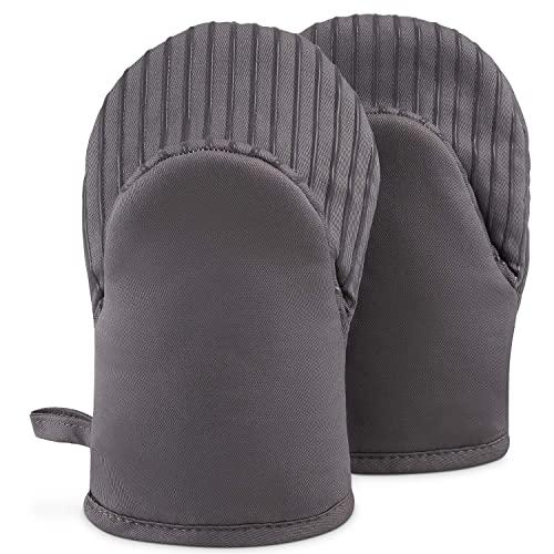 BIG RED HOUSE Mini Oven Mitts, Made with Recycled Cotton Infill, 480 F Heat Resistant, 1 Pair Grey