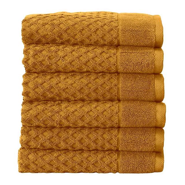 Great Bay Home 100% Cotton Marigold Hand Towels | 6 Soft Bathroom Hand Towels | Highly Absorbent, Quick Dry Bath Towels | Grayson Collection (Set of 6, Marigold)