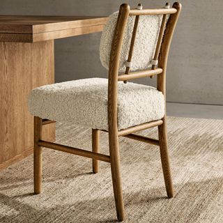 Pierre Oak Dining Side Chair with Faux Shearling