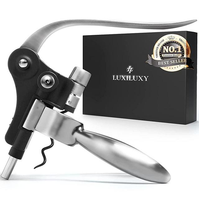 Wine Bottle Opener Corkscrew Set – Luxiluxy [2022 upgraded, does NOT break!] Including Foil Cutter, Bottle Stopper, Opener Stand and Extra Spiral - corkscrews wine opener set- wine opener kit