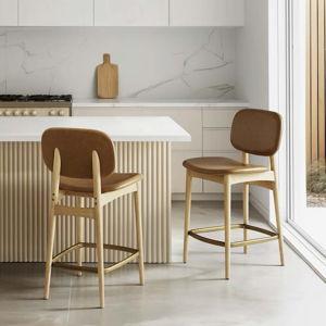Kelsey Leather Counter Stool Set of 2 | Castlery