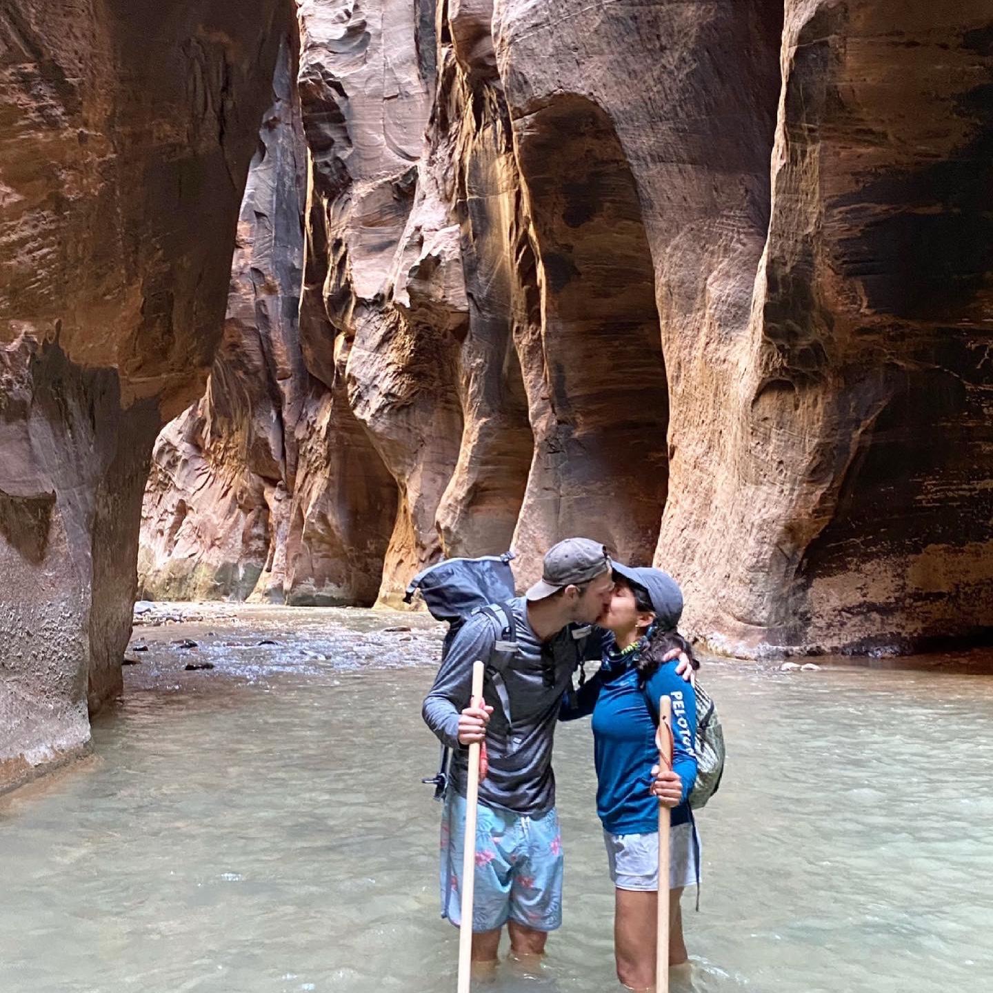 Hiking through The Narrows in Zion National Park