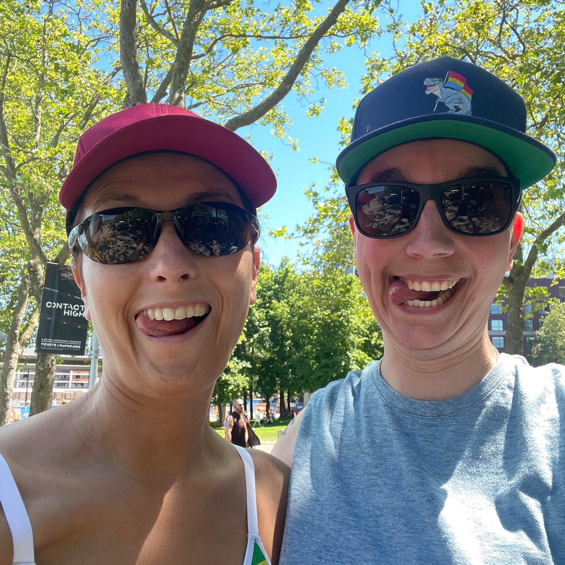 I love this selfie! This is us in Seattle, celebrating Pride! (First Pride together in 3 years since Covid hit)