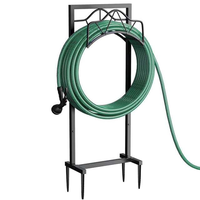 Freestanding Garden Hose Holder - Heavy Duty Metal Water Hose Holder for Outside, Detachable Hose Rack & Storage Hanger, 160FT Capacity for Lawn & Yard, Black